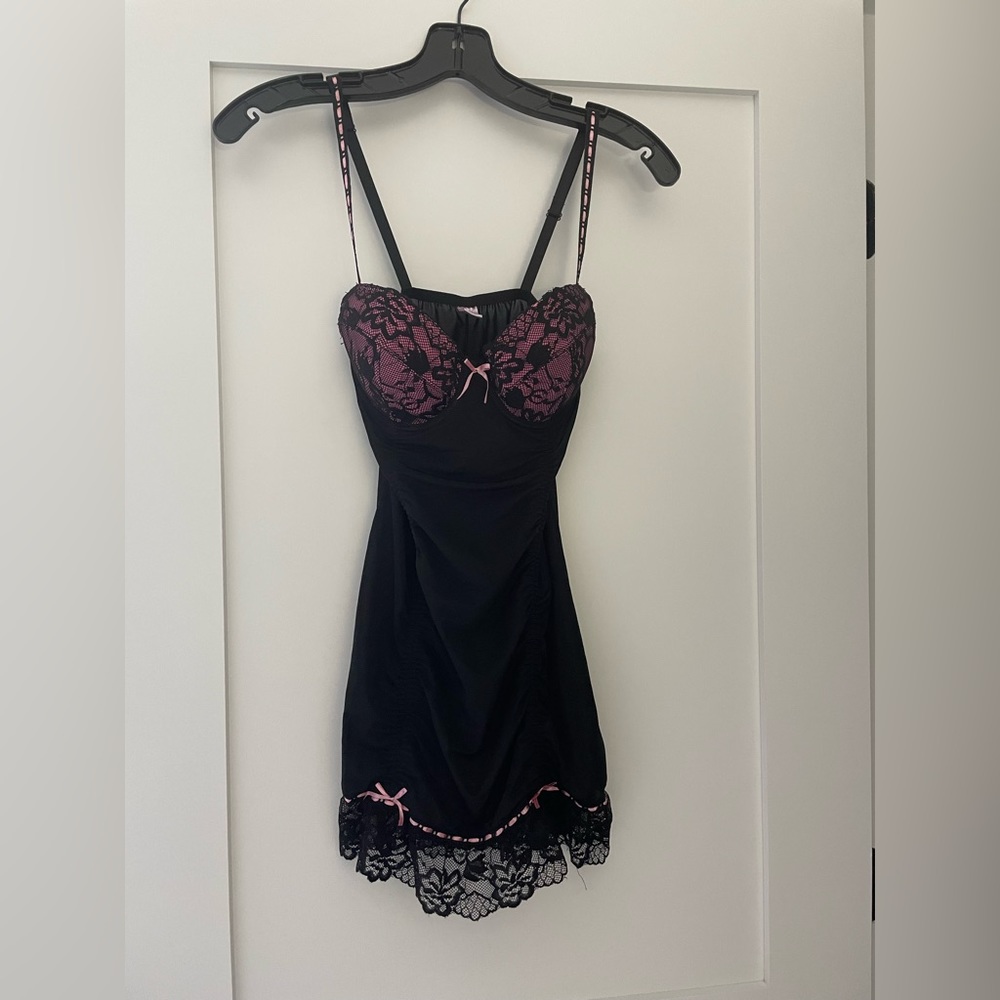 Sexy pink & black adjustable strap nightie 34B - Picture 5 of 5